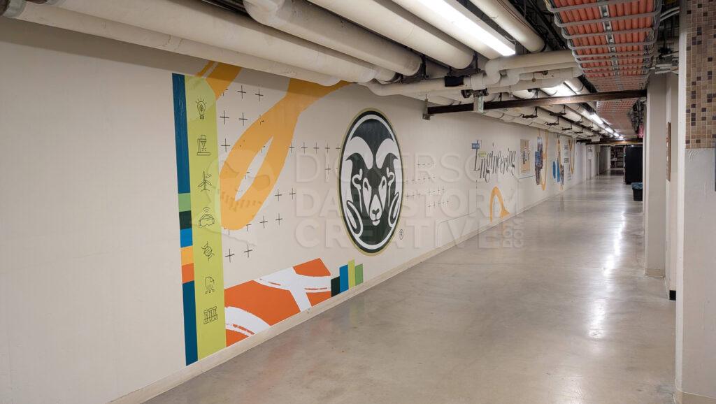 Photo of mural in the CSU Engineering Basement hallway