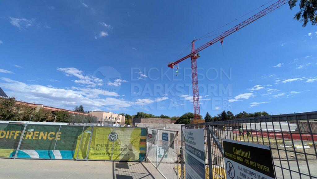 crane with CSU banner on back