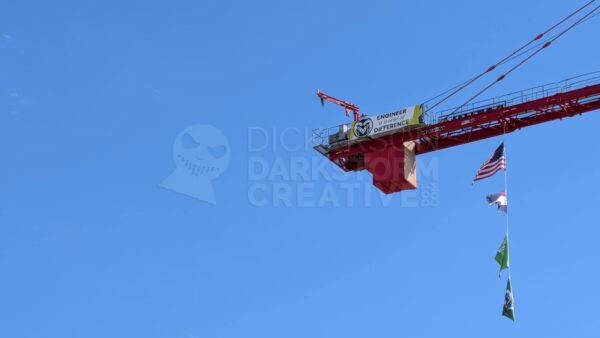 crane with CSU banner on back