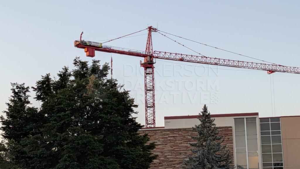 crane with CSU banner on back